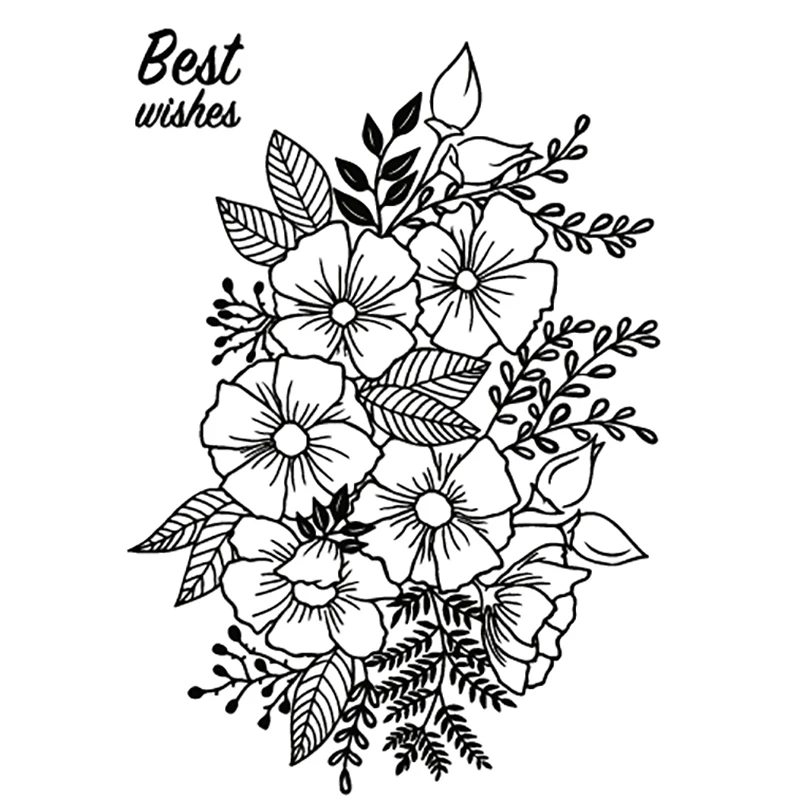 

Flowers Wishes Clear Stamps For DIY Scrapbooking Decorative Card making Craft Fun Decoration Supplies 10x10cm