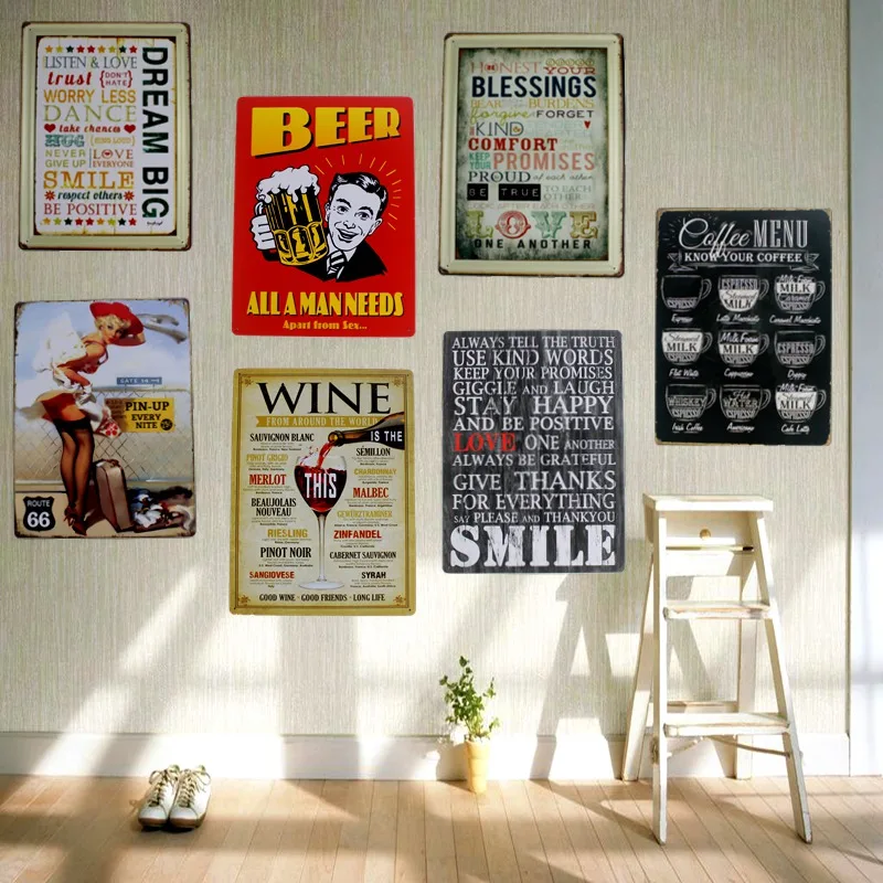 

Coffee Beer Large Tin Metal Vintage Plates For Wall Bar Home Art Craft Decor Cuadros Iron Poster 30X40CM A-5462B