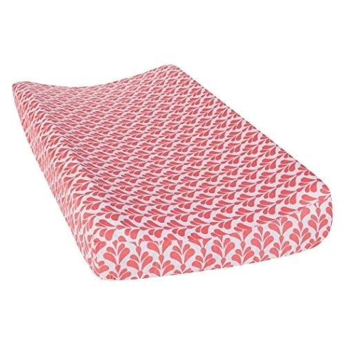 Trend Lab 102687 Crl Lace Shell Floral Changing Pad Cover - Coral & White (1)