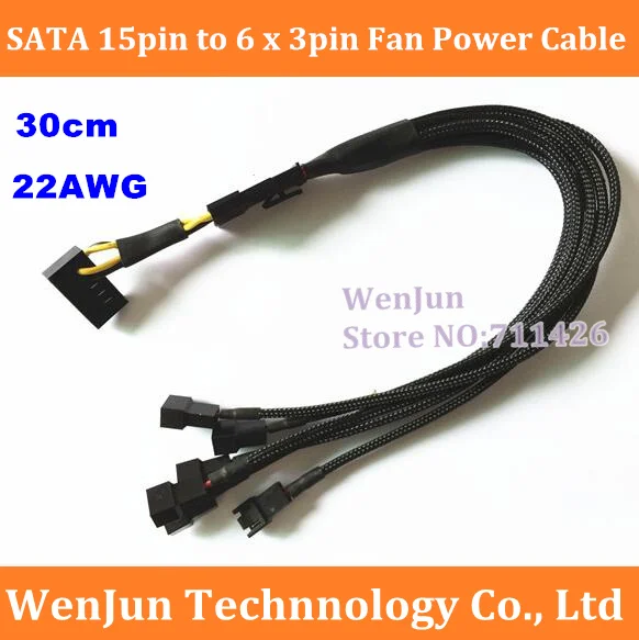 Новый 15-Pin SATA 6*3-Pin Y Splitter Мощность удлинитель 22AWG провод 3pin вентилятор кабель |