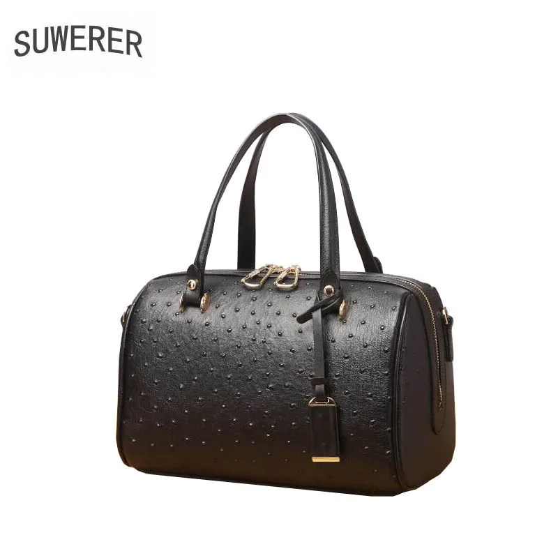 

SUWERER 2019 New women leather handbags Superior cowhide Genuine Leather women bags Women famous brand Luxury embossed bag