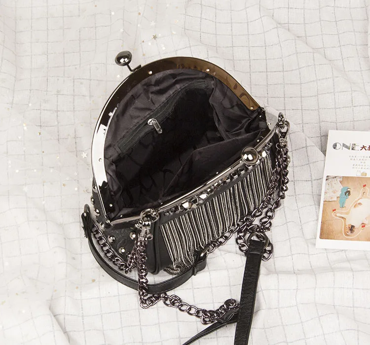 LJT Корейская женская модная сумка с кисточками и заклепками, крутая цепочка на одно плечо, сумка-мессенджер, женская маленькая квадратная сумка, женские роскошные сумки