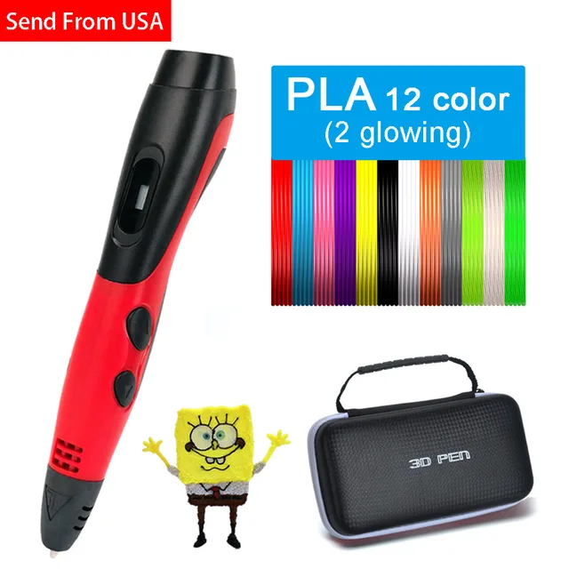 Best Offers SMAFFOX 3D pen support  ABS and PLA filament diy drawing pen with lcd display printing pen with 5V 2A adapter