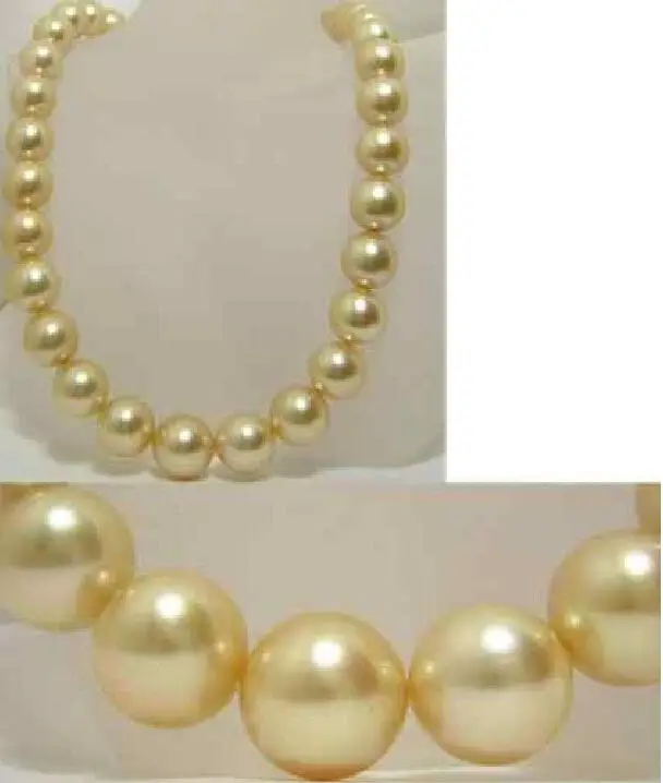 

Free shipping@@@@@ hot 11-12mm AAA++ Genuine south sea genuine gold pearl necklace 18"14K a