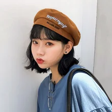 Elegant Female Beret Hat Casual Streetwear 90s Girls Beret Cap Female French Beret Cap Women Embroidery letters Painter hats Elegant Female Beret Hat Casual Streetwear 90s Girls Beret Cap Female French Beret Cap Women Embroidery letters Painter hats
