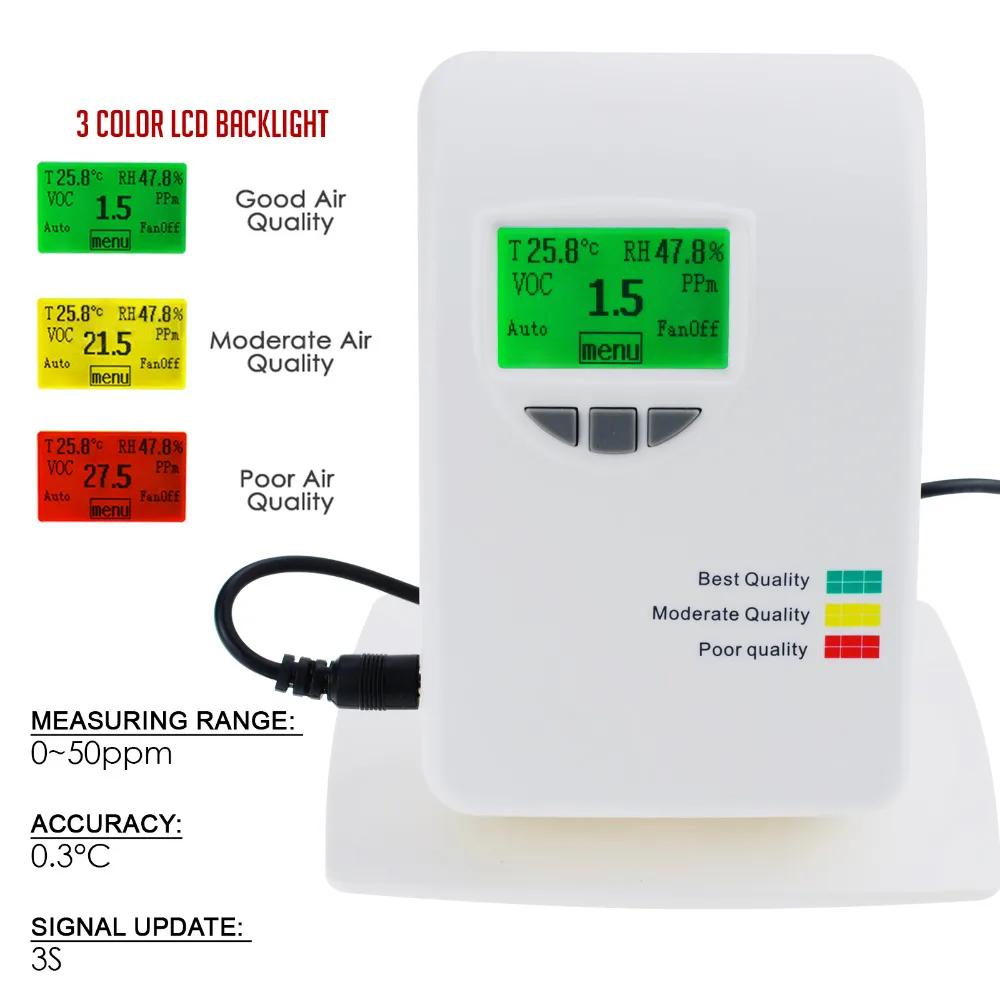 индикатор качества воздуха. метеостанция для дома. Volatile organic compound tester. индикатор качества воздуха. датчик углекислого газа co2.