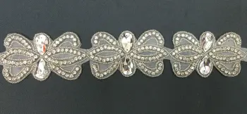 

10Yards High quality sewing on Big Rhinestone Applique manufacture direct sale silver crystal for DIY bridal belts