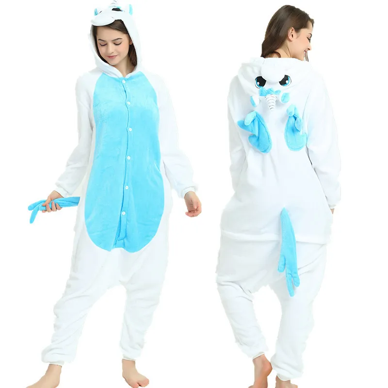 Kigurumi пижамы для взрослых женщин Единорог аниме панда Onesie животных Единорог костюмы пижамы комбинезон для девочек одеяло пижамы - Цвет: blue unicorn