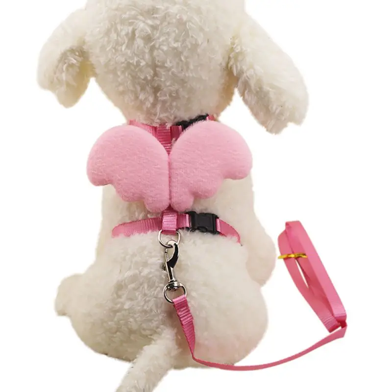 Adjustable Dog Harness Cute Angel Pet Dog Leashes And Collars Set Puppy