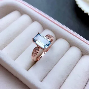 

shilovem 925 silver sterling rings natural topaz open trendy fine Jewelry new wholesale 6*10mm mj061090agb