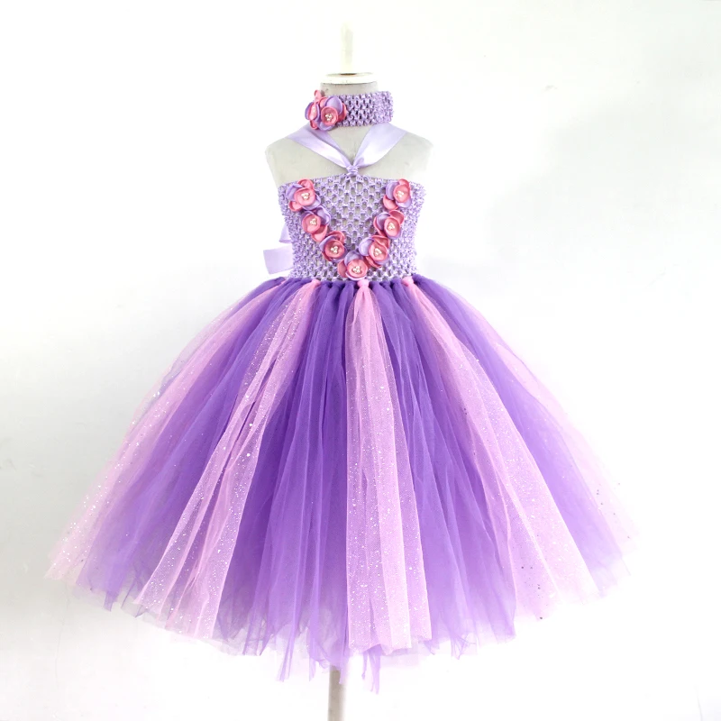 Girl Tutu Dress Summer Princess beautiful purple dress Kids Party Dress