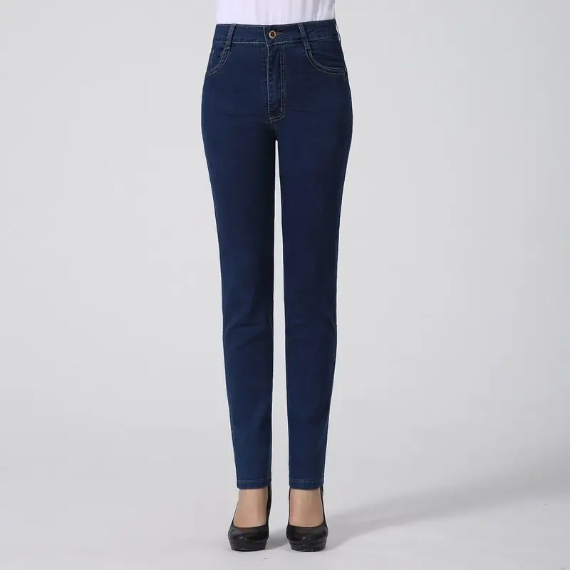 Женские весенне-осенние джинсовые узкие брюки, синие джинсы, брюки для зрелых женщин, повседневные облегающие деним, панталоны для отдыха, джинсовые брюки - Цвет: blue denim pant