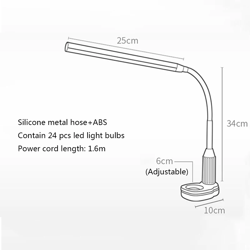 Современная креативная белая Регулируемая Настольная лампа с зажимом для студенческого общежития, кабинета, спальни, прикроватной тумбочки, Подключаемая сенсорная Настольная лампа с затемнением