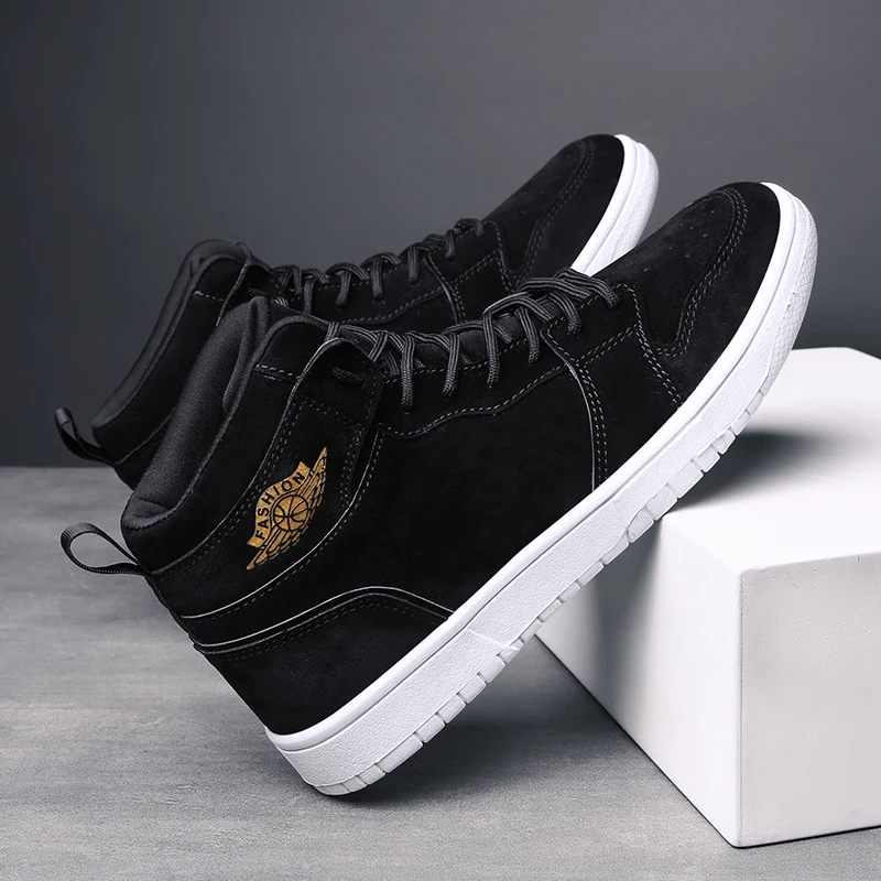 

LettBao Men's Vulcanized Shoes Men Spring Autumn High Top Fashion Sneakers Lace-up Solid Colors Man Shoes Zapatos De Hombre