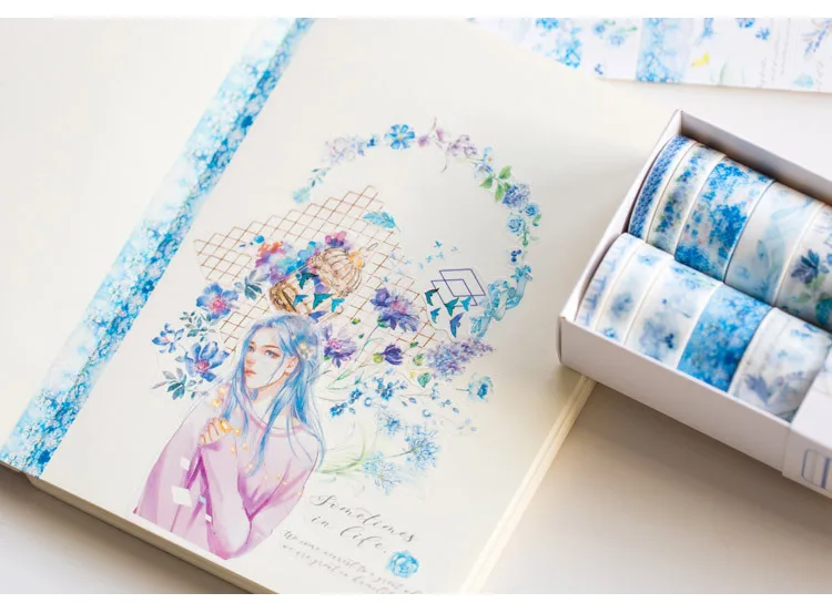 10 рулонов/набор красивый цветок серии свежесть альбом эскиз книга DIY декоративные наклейки маскирующая лента