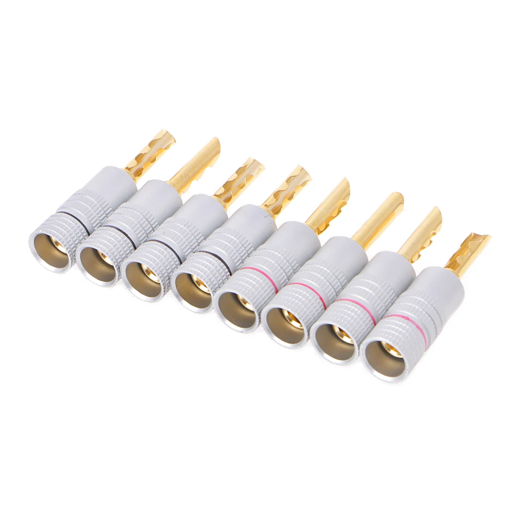 8 Pcs Gold Plated Copper BFA 4mm Banana Plug Adapter Wire Speaker
