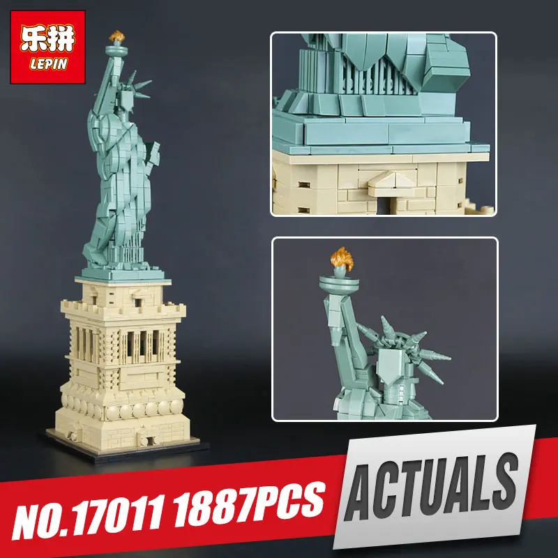 Lepin Architecture 17011 Model compatible Legoing 21042 Statue of Liberty Set Building Blocks Bricks Toys For Children Gift hot toys nanoblock world famous architecture statue of liberty building blocks mini construction brick model iblock fun for kid