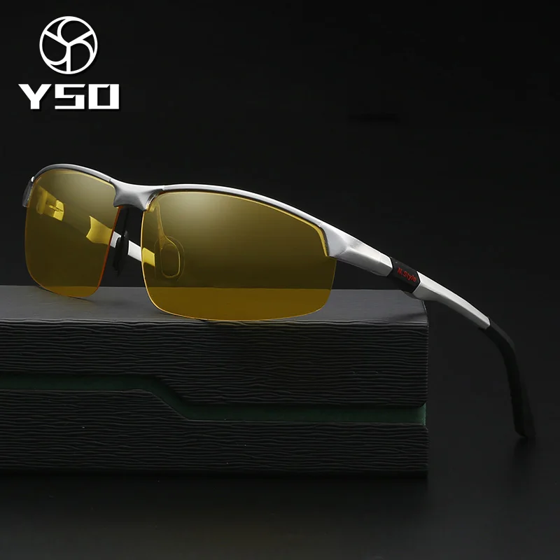 

YSO Night Vision Glasses Men Aluminium Magnesium Frame Polarized Night Vision Goggles For Car Driving Anti Glare Glasses 3121