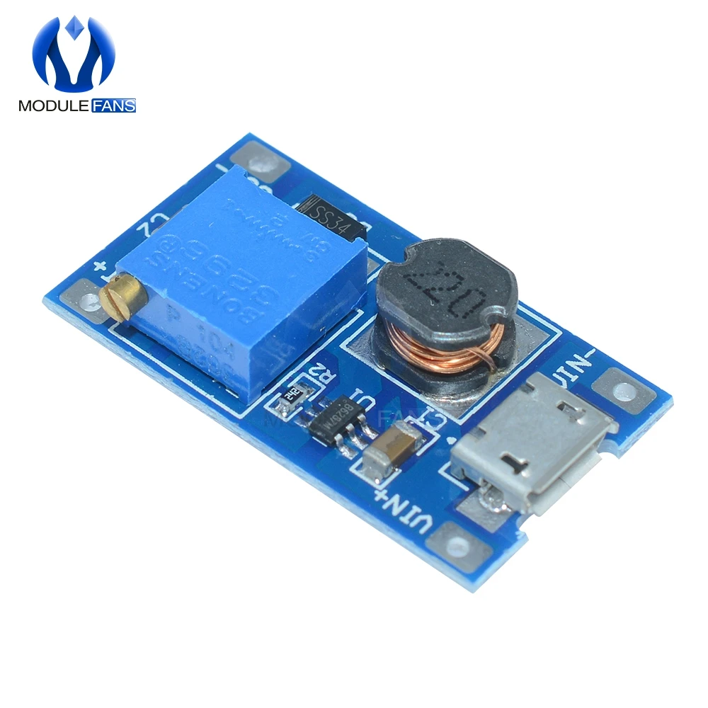 

10PCS MT3608 DC-DC Adjustable Boost Module 2A Boost Plate Step Up Module With Micro USB LM2577 Replace XL6009 Diy Electronic