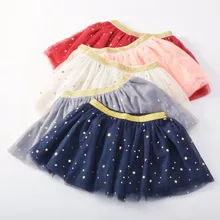 Детская юбка-пачка на весну и лето бальное платье из сетчатой ткани с блестками и звездами для девочек детская одежда принцессы для маленьких девочек 7 цветов