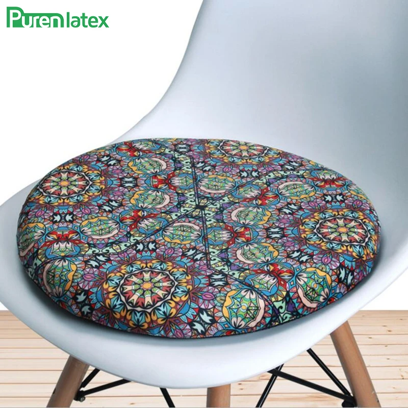 

PurenLatex 42*5 cm Bohemian Style Memory Foam Colorful Round Cushion Home Decoration Orthopedic Soft Chair Pillow Pad Seat Mats