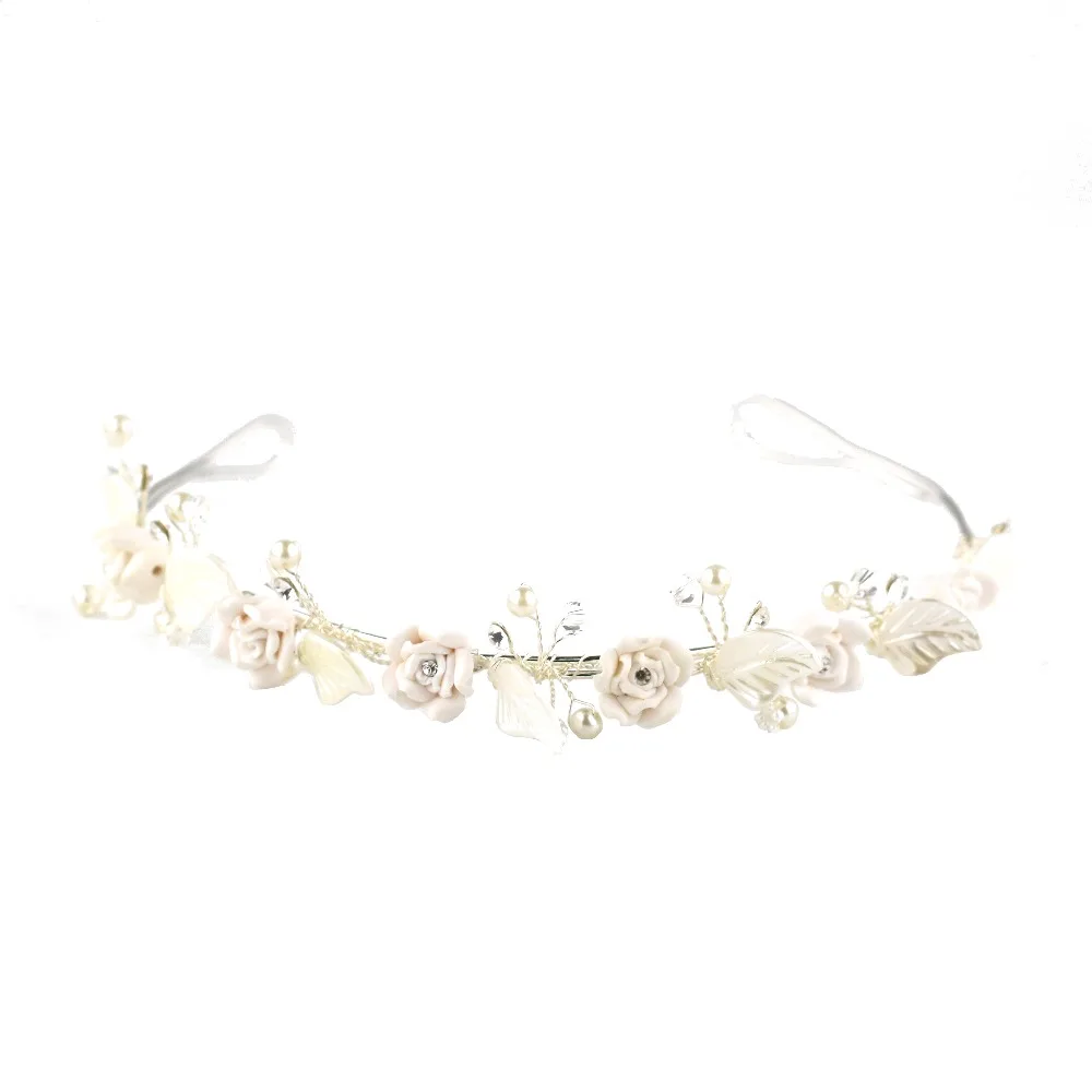 

2018 New Handmade Headdress White Flower Leaf Hair Hoop