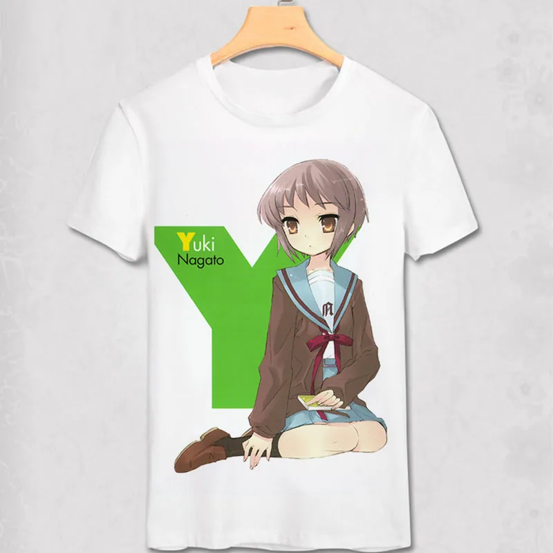 Футболка в японском стиле для студентов футболка Suzumiya Haruhi no Yuutsu Nagato Yuki молодежный