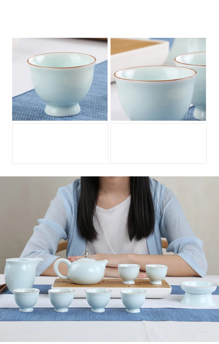 Jia-gui luo ru kiln керамический чайник чашка фарфор портативный дорожный набор Китайский с лотком