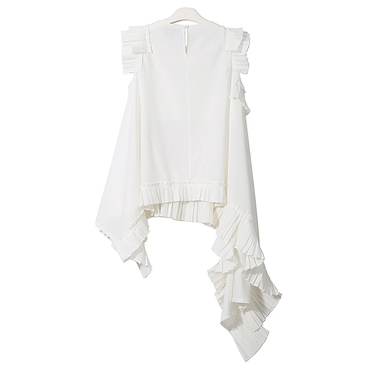 New Fashion Style Irregular Sleeveless Ruffles Hem Blouse Fashion Nova Clothing