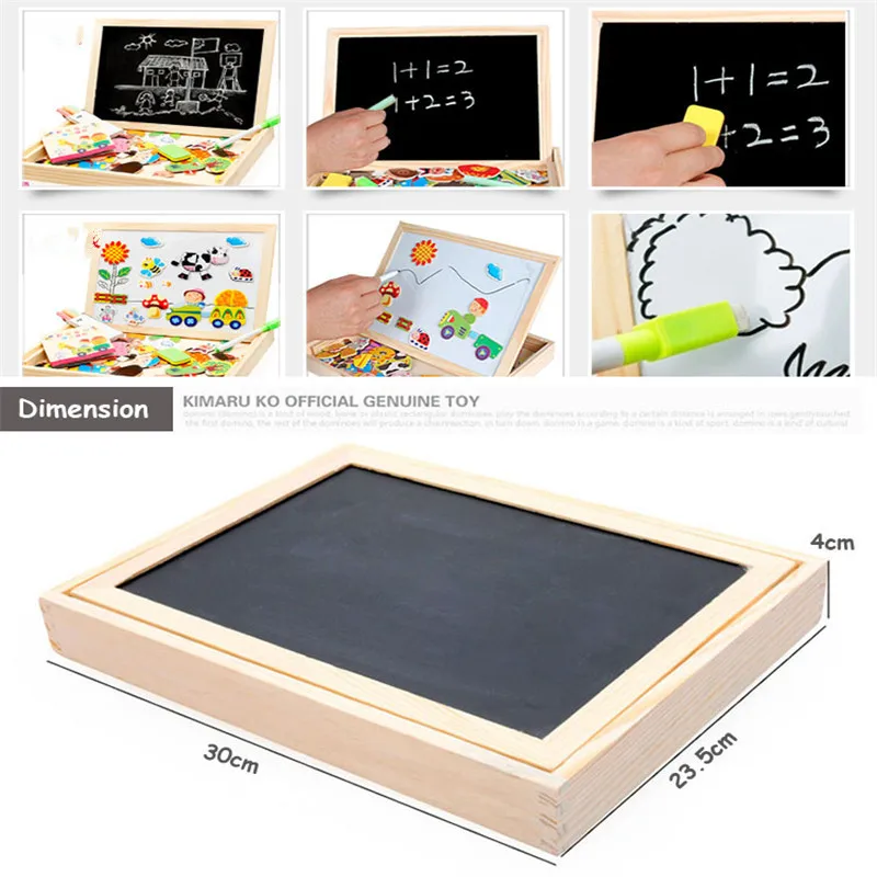 Fantastic Learning Education Magnetic Puzzle Wooden Easel Dry Erase Board Puzzles Games for Kids Imagination (6)