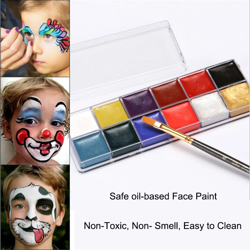 12 Colors Body Paint Professional Cosmetics Oil-based Bright Body Painting Pigment Stage Face Color Makeup Halloween Party