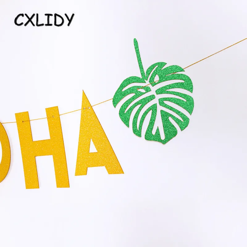 Hawaiian Party ALOHA Letter Turtle Leaf Banner Pineapple Balloon Flamingo Straw Honeycomb Ball Paper Lantern Decoration qq096 (43)
