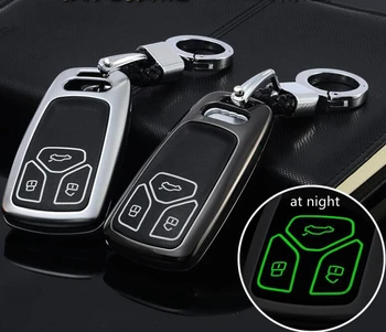 

Car Galvanized Alloy+TPU Key Cover Shell Case For Audi New Q7 TT A4 B9 A7 TDI Quattro TTS Sline Smart Keyless Key Accessories