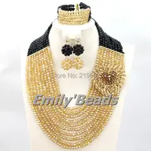 Nigerian Black African Wedding Beads Jewelry Set 2015 New Party/Anniversary Indian Bridal Beads Jewelry Set Free Shipping AEJ413