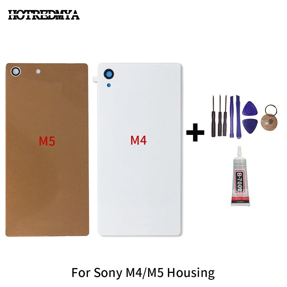 

Back Battery Cover For Sony Xperia M4 Aqua E2303 E2333 M5 E5663 E5603 Back Housing Cover Rear Door Parts With Tools+7000 Glue
