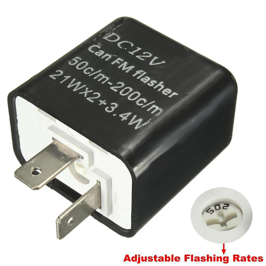 1 Pcs LED Flasher 12V 2 Pin Adjustable Frequency Relay Turn Signal Indicator For Honda Kawasaki Suzuki Etc 