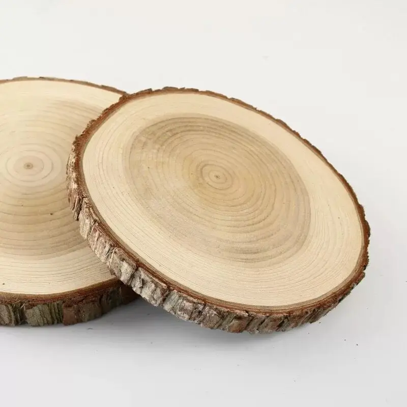 

Unpainted Natural Round Blank Wood Slices with Tree Bark Log Discs for DIY Craft Woodburning Christmas Rustic Wedding Ornaments