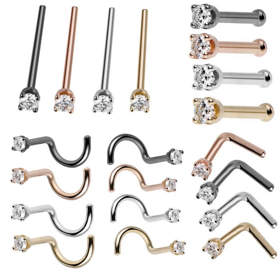 Buy 5pcs/set Mixed Style Nose Studs & Ring Fashion