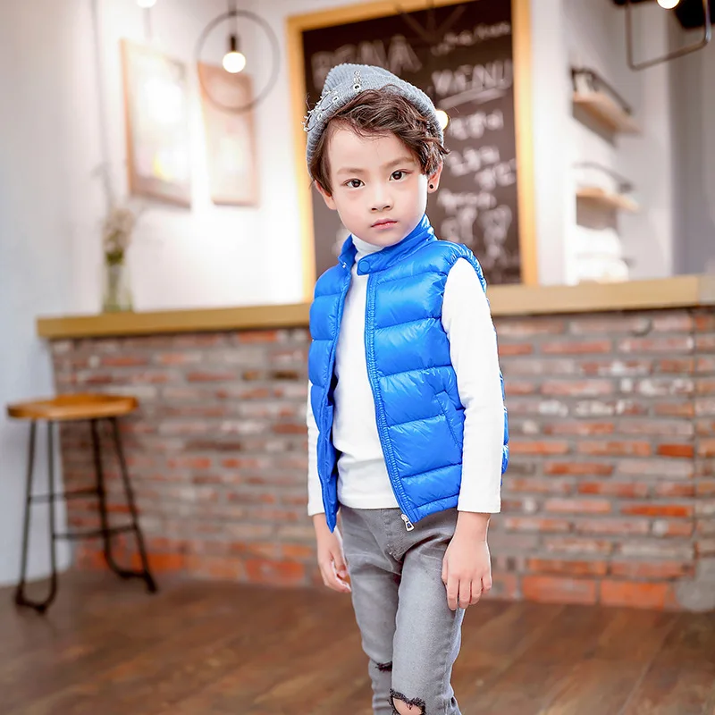 

Children's clothing light vest down jacket boy girl jacket 2018 autumn and winter new solid color fashion down jacket MF-263