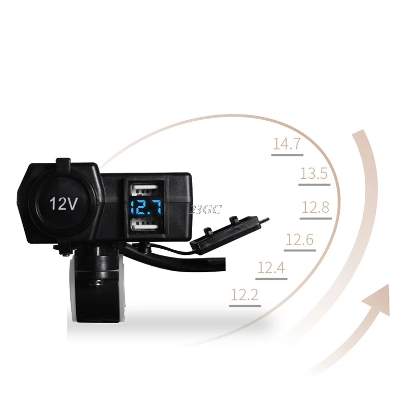 12 В/24 В водонепроницаемый автомобиль лодка мотоцикл двойной USB зарядное устройство светодиодный вольтметр Прикуриватель разъем для iphone Android XJ J24