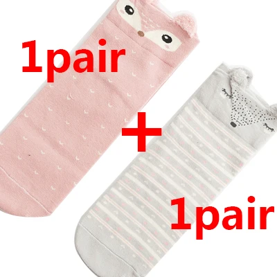 1 пара, милые женские Носки с рисунком, женские хлопковые носки, короткие Повседневные Дышащие носки, Meias Chaussettes Femmes Sokken Vrouwen - Цвет: 2pair