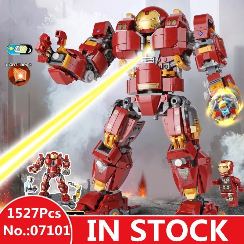 

IN STOCK H&HXY 07101 1527Pcs Super Genuine Hero Iron Man Anti Hulk Mech Toy Building Bricks Blocks Model Compatible 76105
