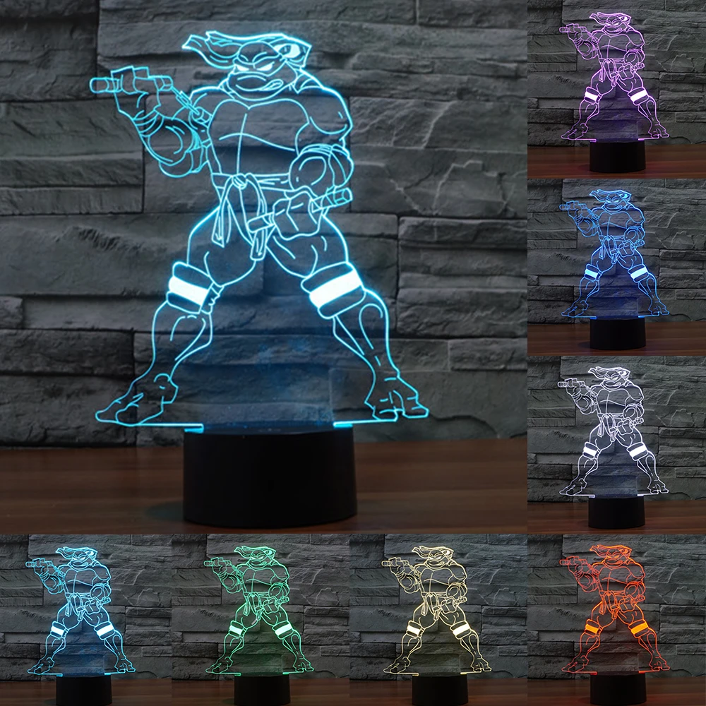 7 color Creative Teenage Mutant Ninja Turtles Acrylic 3D Lamp Nightlights USB touch lamp Kid Room