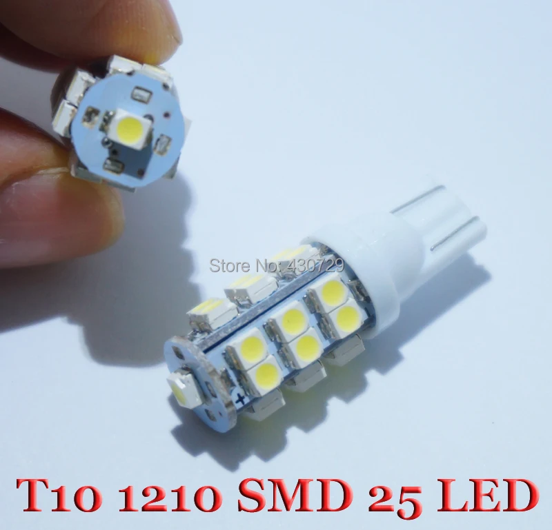 

10pcs T10 25 SMD bulb 1210 3528 W5W Car LED Bulbs 921 194 168 Lights White Color 25SMD
