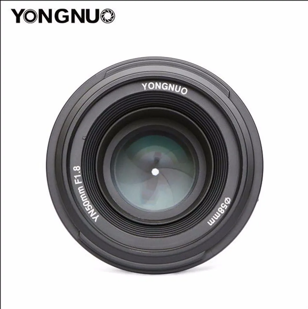 Светодиодная лампа для видеосъемки YONGNUO YN50mm f1.8 YN EF 50 мм f/1,8 AF объектив YN50 с фиксированным фокусным расстоянием большой апертурой Автофокус для цифровой однообъективной зеркальной камеры Canon EOS 60D 70D 5D2 5D3 600d DSLR камер