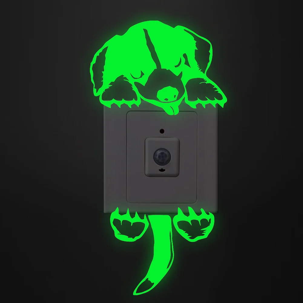 Luminous Swith stickers  stickerBedroom Wall Decoration Switch Vinyl Art Mural Decor Cartoon dog Wall Sticker