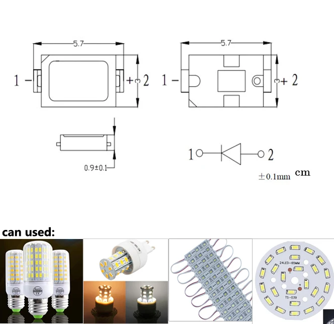 200 шт. 0 5 Вт 5730 SMD светодиодные диоды чип теплый/холодный/чистый белый для DIY