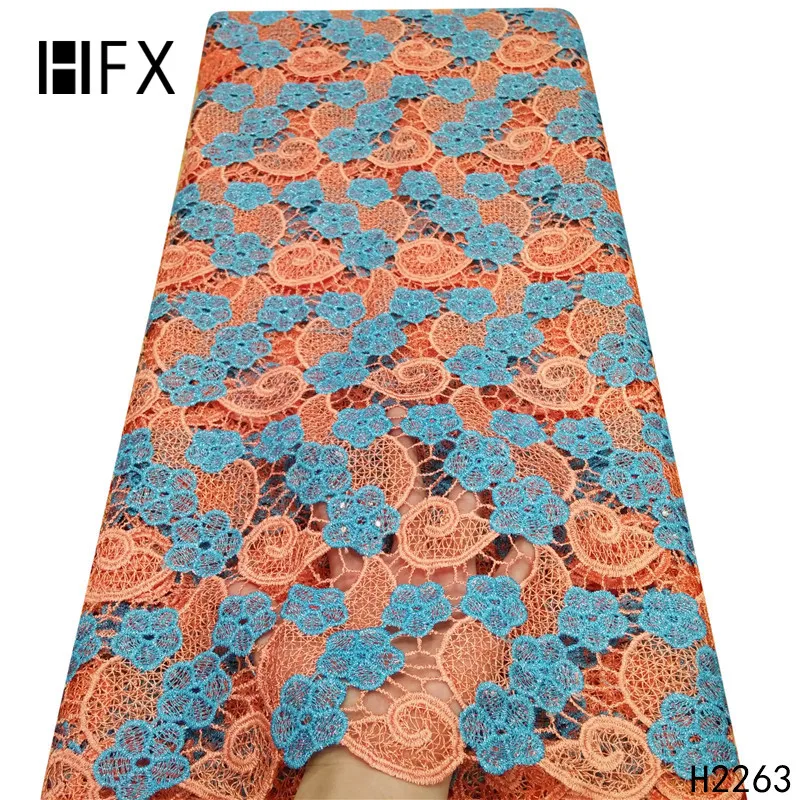 HFX гипюр кружевная ткань из нитей высокое качество водорастворимое кружево платье с камнями для женщин 5 ярдов/партия H2263