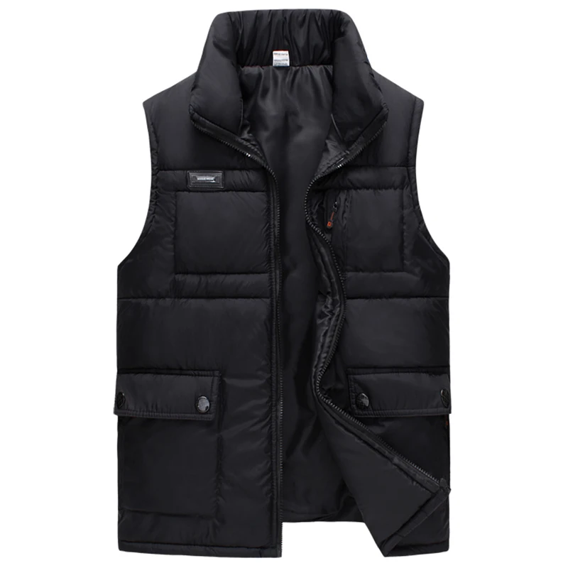 2019 New Winter Cotton Warm Vests For Men Stand Collar Multi-Pocket Sleeveless Jacket Male Black Thicken Waistcoat Mens WFY15 | Мужская