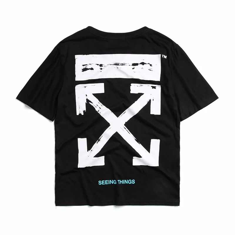 OFF-WHITE новая футболка с круглым вырезом и буквенным принтом в виде стрелы с коротким рукавом OW свободная Мужская